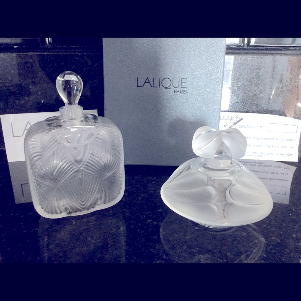 Lalique Crystal - 2 FULL Size Perfume Bottles